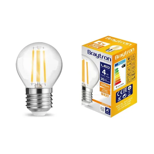 LED Leuchtmittel E27 4 Watt | Filament | Kugel G45 | 400 Lumen warmweiß (3000 K)
