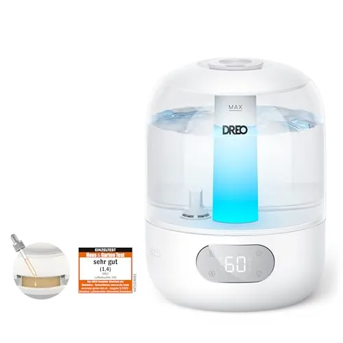 Dreo Luftbefeuchter für Schlafzimmer - Kühler Nebel Luftbefeuchter für großen Raum mit 30 Stunden Laufzeit im Schlafmodus und flüsterleisem Betrieb (26 dB) - ideal für das Wohlbefinden von Babys und Familien.