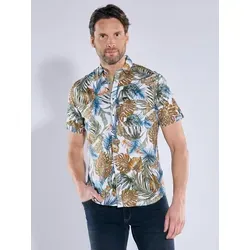 engbers Herren Kurzarm-Hemd gemustert Grün regular Button Under - 4XL