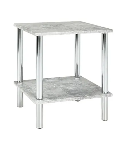 Haku-Möbel Beistelltisch 90438, Marburg - Quadratischer Mehrzwecktisch mit pflegeleichter, kratzfester Oberfläche und stabilen Stahlgestell in Chrom, ideal für moderne Wohnräume.