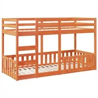 vidaXL Etagenbett Wachsbraun 90x200 cm aus Kiefernholz - Platzsparendes Etagenbett für Kinderzimmer, aus stabilem Kiefernholz mit Rausfallschutz für mehr Sicherheit und einfacher Zugang durch eine eingebaute Leiter.