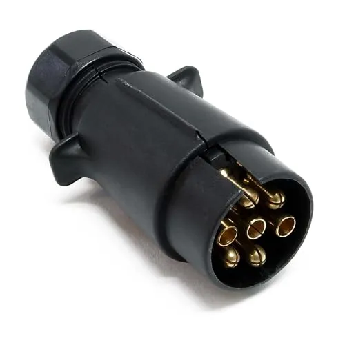Wiltec Anhänger Stecker 7-polig 12V, Kunststoff Adapter für PKW Anhänger, Anhängerkupplung Steckanschluss, Anhängersteckdose