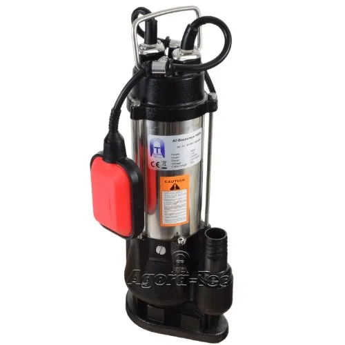 Agora-Tec® Baupumpe-180W Tauchpumpe für Schmutzwasser, Abwasser, für Fäkalien und organische Feststoffe mit Schwimmerschalter und max: 0,75 bar und max: 7000l/h