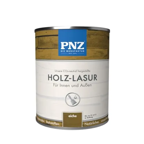 PNZ Holzlasur für Innen und Außen | lösemitttelfreie Farblasur | Nachhaltig hergestellt mit regionalen Rohstoffen | für alle Hölzer, auch Bienenhäuser, Gebinde:2.5L, Farbe:eiche