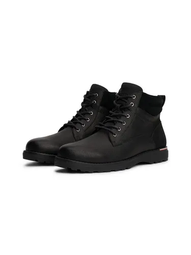 Tommy Hilfiger CORPORATE W LTH LACE BOOT Schnürboots - Wanderschuhe, klassische Schnürstiefelette aus Leder mit wärmendem Innenmaterial und praktischer Anziehlasche für optimalen Tragekomfort.