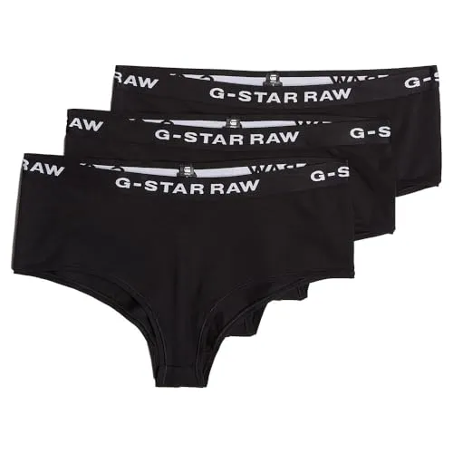 G-Star Damen Hipster 3 Pack, Schwarz - Funktionsunterwäsche mit elastischem Bund für optimalen Komfort und Halt, ideal für den täglichen Gebrauch.