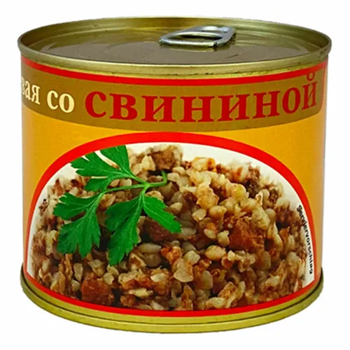 Buchweizen mit Schweinefleisch Konserve 525g Fleischkonserve Mahlzeit