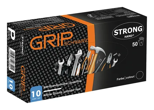 Stronghand Einweghandschuh Grip, Nitril, ungepudert, orange, Größe 10, Box - 0424-10H (50 Stück)