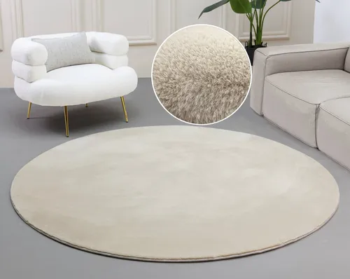 my home Fellteppich Balu, Kunstfell Teppich, Modern, rund in beige von OTTO home