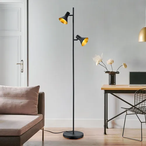 Stehlampe Wohnzimmer Gelenkleuchte schwarz-gold von ETC Shop