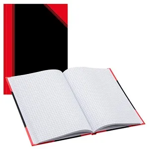 Bantex Notizbuch 100302815 A4, kariert, schwarz/rot - Robustes Notizbuch mit abwischbarem Kartoneinband, ideal für Schule und Büro. Fadenheftung sorgt für lange Haltbarkeit, 96 Blatt im praktischen A4-Format.
