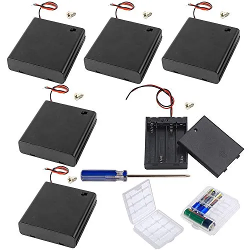 GTIWUNG 8Pcs Batteriehalter Gehäuse Kunststoff Akku Aufbewahrungsbox, Batteriehalter für AA Batterie 6V, 4 X AA Mignon, Geschlossenes Gehäuse mit EIN Aus Schalter, Batterie Boxen Aufbewahrungsbox