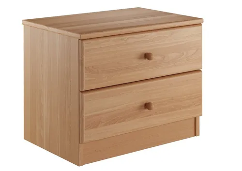 ERST-HOLZ Nachtkommode aus massivem Buchenholz - Nachtkonsole in Buche massiv mit zwei Schubläden, ideal für Futon- und Jugendbetten. Robuste Verarbeitung, klare Lackierung und umweltfreundliches Holz aus nachhaltig bewirtschafteten Wäldern.