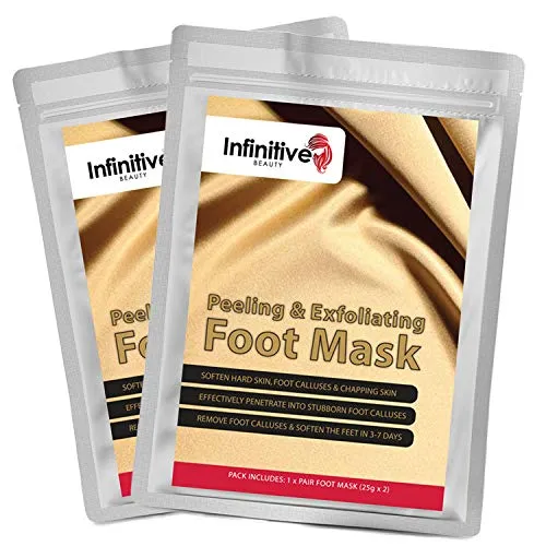 Infinitive Beauty Exfoliating Foot Mask Peeling Feet Masks Pair, Exfoliator, Exfoliater, Exfoliating Scrub, Whitening and Moisturiser, Clear Foot Odour, Remove Hard Dead Skin, Soft Feet, Cleanser, 7 Days Effective