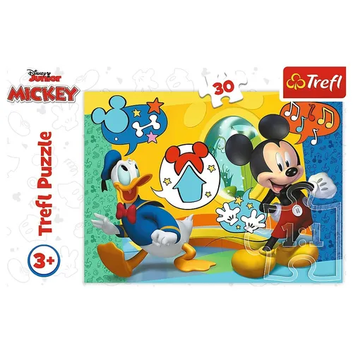 Trefl - Mickey Mouse Puzzle 30 Teile, fördert Kreativität und Konzentration für Kinder