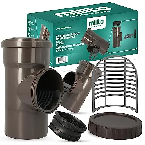 Millto™ Regenrohfilter Sieb Gummireduktion 100 x 110mm Fallrohrfilter Dachrinne Dachrinnenspülsystem Laubfänger Dachrinnensieb Abflusssystem Braun Dachrinnenzubehör Regenwasserfilter Dachrinnenschutz