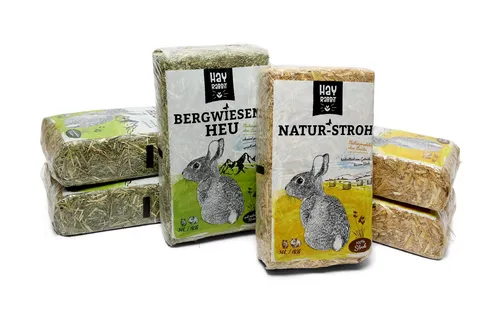 Hayrabbit - Natur-Stroh und Bergwiesenheu - Kombi 3kg Stroh und 3kg Heu