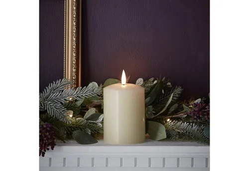 Lights4fun LED-Kerze TruGlow® LED Kerze Echtwachs 10cm in weiß von Lights4fun