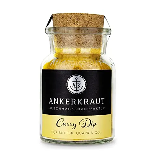 Ankerkraut Curry-Dip Gewürz, 90g im Korkenglas, Einfach Selber Machen, Perfekt für Grill-Abend mit Baguette-Brot, Zuckerfrei, Lecker Beilage Premium Qualität