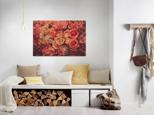A.S. Création Leinwandbild Flower Wall, Blumen, Kinder, Kunst (1 St), Romantische Rosen Rosenbild Keilrahmen Leinwand-Bild Wohnzimmer modern