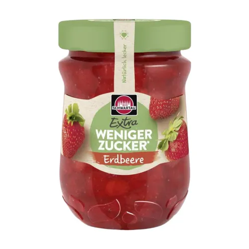 Schwartau Extra Weniger Zucker Erdbeere | Zuckerreduzierte Marmelade | 300 g