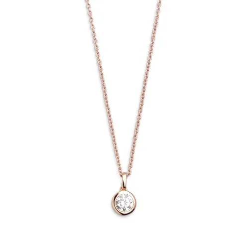 Xenox Kette mit Anhänger Damen Silver Circle Rosé Zirkonia - Elegante Halskette mit 7 mm Zirkonia-Anhänger, aus feinstem Sterlingsilber (925) in Roségold, ideal für besondere Anlässe oder als stilvolles Geschenk.