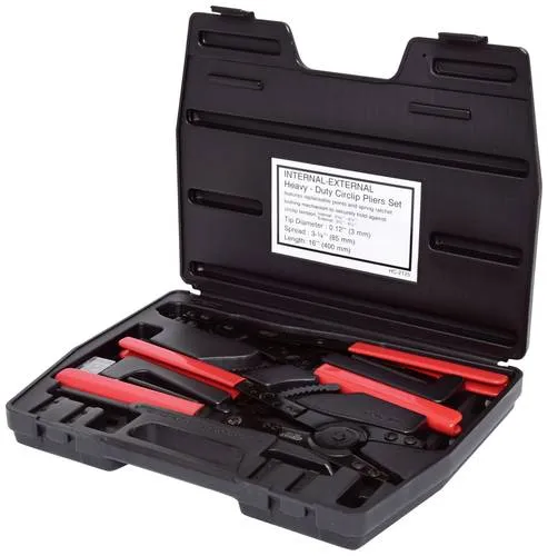 KS Tools 500.1300 Sicherungszangen-Satz mit Ratschenfunktion, 14-tlg. - Sicherungsringzangen für Innen- und Außensicherungsringe, 6 verschiedene Zangen für vielseitige Anwendungen, inklusive Montage- und Demontagehelfer.