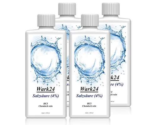 Wark24 Salzsäure 4% - 1L Spezialwaschmittel für effektive Reinigung - Wark24 Salzsäure 4% - Ideales Reinigungsmittel zur Entfernung von Kalk, Rost und Ablagerungen. Perfekt für Haushalt, Garten und Werkstatt. Verlässliche Qualität „Made in Germany“!