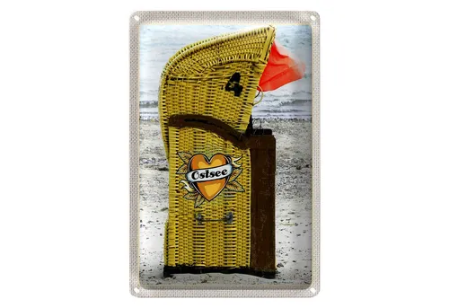 Roomando Metallschild Reise 12x18cm Ostsee gelb Küste Strand