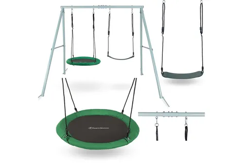 HyperMotion Swing HYP2 Gartenschaukel-Set - Höhenverstellbare Doppelschaukel für 2-3 Kinder, bis 200 kg belastbar. Robuste, wetterfeste Materialien für jahrelangen Spielspaß im Garten.