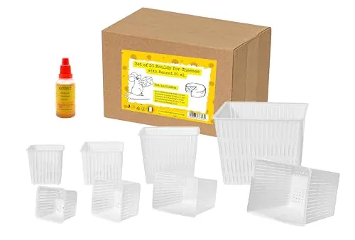 AlcoFermBrew Käseformen Set inkl. 30 Stk.- Quadratische Käseform | Käseform aus Kunststoff für Weichkäse | Lab