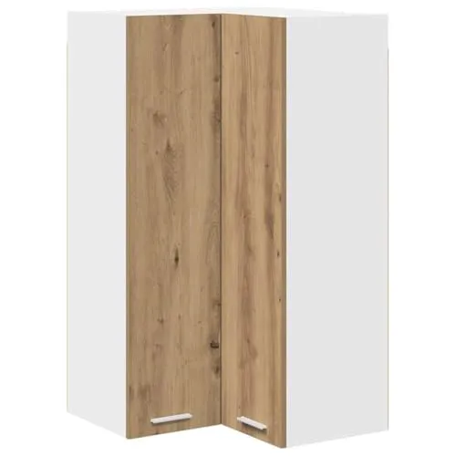 vidaXL Hängeschrank Riga Artisan-Eiche und Weiß 57 x 57 x 100 cm, Geräumiger Stauraum, robuster Küchenregal, Moderne Wand-Organizer, Holzlösung für mehr Platz