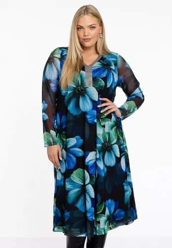 YOEK A-Linien-Kleid Damen Kleid Große Größen mit langen Ärmeln
