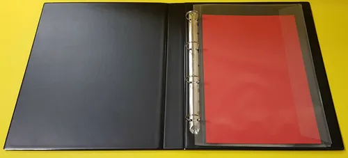 Ringbuch Ordner PVC A4+ ÜBERGRÖßE Folio Format BLACK 4-Ringe mit Einschubtasche