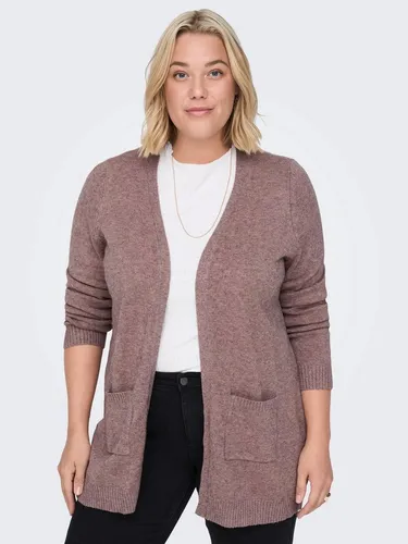 ONLY Carmakoma Damen Caresly L/S Open Cardigan KNT Strickjacke - Strickjacke in Übergröße, gemütlich und weich, perfekt für einen lässigen Look in Rose Brown/Melange.