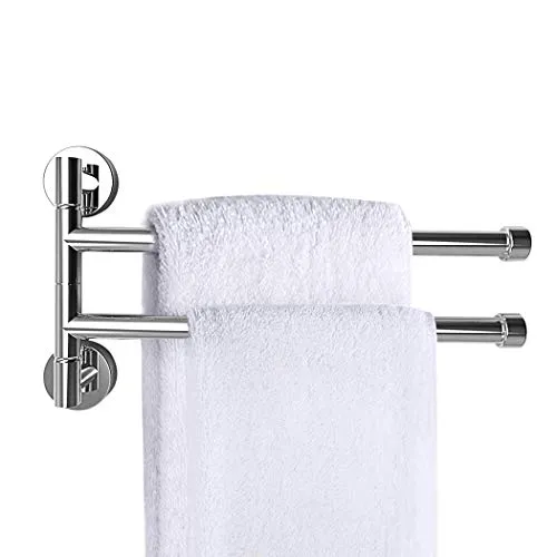 PHOEWON Drehung Handtuchhalter mit 2 Schwing Armen 180°Edelstahl Handtuchstangen bad Handtuchhaken Chrom, Schwenkbar