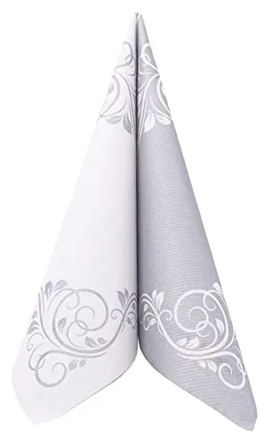 Airlaid Serviette Bellissima in Silber - 40 x 40 cm, 50 Stück von APARTina - Hochwertige Airlaid Servietten in elegantem Silber, 40 x 40 cm, ideal für festliche Anlässe. Luxuriöse Weichheit und Festigkeit für eine stilvolle Tischdekoration.