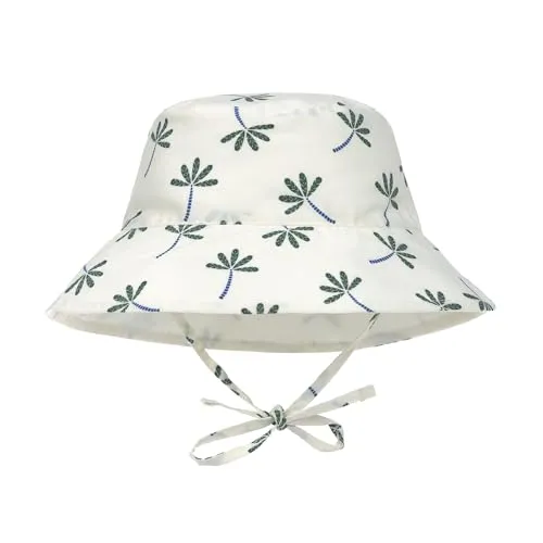 LÄSSIG Baby Kinder Sonnenhut Strandhut Sommerhut Sonnenschutz Kinderhut Babymütze wendbar atmungsaktiv UV-Schutz 80/Sun Protection Bucket Hat Palms nature, 19-36 Monate, Größe: 50/51
