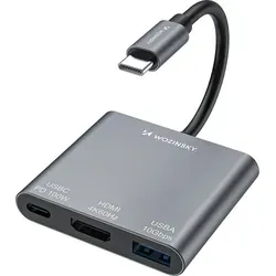 Wozinsky WHCH-01 USB C Hub 100W HDMI 4K Grau - Grau