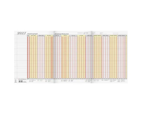 BRUNNEN Jahresplaner Urlaubsplaner Jumbograph 64,7x29,7cm 1 Seite = 12 Monate leporellogefa