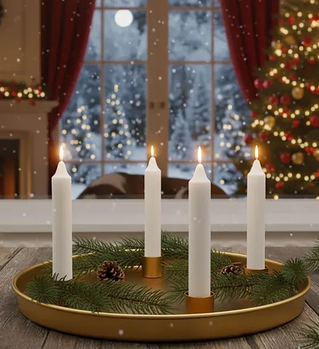 Adventskranz rund 25 cm aus Metall in GOLD mit 4 Magnet-Kerzenhaltern Advent