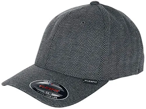 Flexfit Mütze Herringbone Melange Baseball Cap,Schwarz/grau,S/M