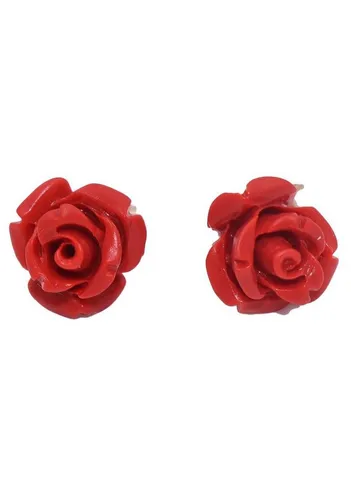 Firetti Paar Ohrstecker mit Koralle aus Silber 925 in rot von Firetti