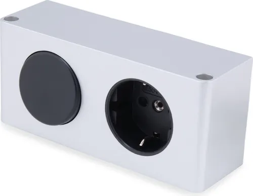 kalb Einbausteckdose mit Schalter 230V - Silber - Steckdose für Kabelausgänge, ideal für Badleuchten. Mit An/Aus-Schalter, kombinierter Steckdosenkonfiguration und montierbar an Wänden oder Möbeln.