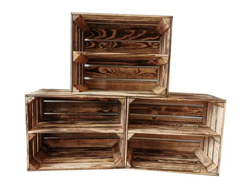 Holzkiste Schuhregal mit Zwischenboden lang verschraubt 50 x 40 x 30cm 3 x