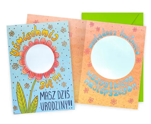 Karnet DK-1222 Urodziny  kwiatek, lusterko PASSION CARDS - KARTKI 5901924416340