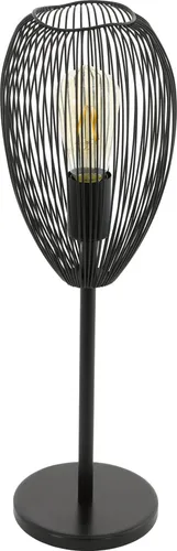 EGLO LED Tischleuchte Clevedon - Moderne Tischleuchte aus Stahl in Schwarz, ideal für Nachttische. E27 Fassung und praktischer Schalter für flexibles Licht.