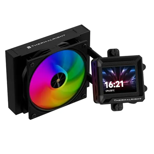 Thermalright FW 120 SE ARGB Black CPU-Wasserkühlung, 120mm AIO, mit ARGB-Lüfter 2000 U/min, 2-Zoll-Display 320x240 Auflösung, für AMD AM4/AM5, Intel LGA1700/1851/115x/1200