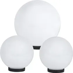 Kugelleuchte 3er Set Ø 30/20/20 cm - Opal Kugellampen für Außen - Außenleuchten 3er Set mit Ø 30/20/20 cm, witterungsbeständige, kratzfeste Acryloberfläche, ideal für Garten und Terrasse, frost- und hitzebeständig, für direkten Anschluss.
