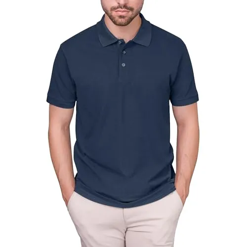 HRM Luxury Polo, Navy, Gr. 2XL | Premium Herren-Poloshirt aus 100% Baumwolle | Basic Polohemd bis 60°C Farbecht Waschbar | Hochwertige & Nachhaltige Bekleidung